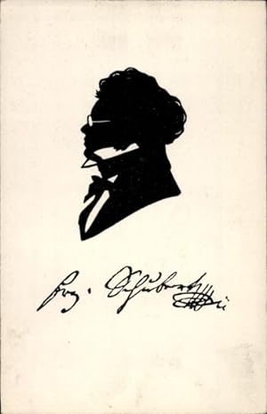 Scherenschnitt Ansichtskarte / Postkarte Österr. Komponist Franz Schubert - BKWI 106 1