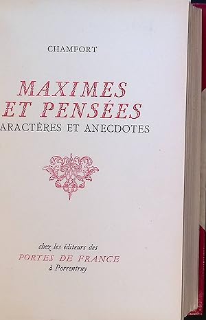 Seller image for Maximes et Penses: Caractres et Anecdotes for sale by books4less (Versandantiquariat Petra Gros GmbH & Co. KG)