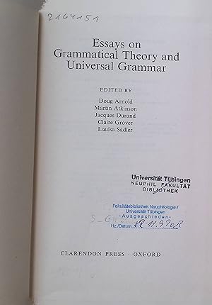 Seller image for Essays on Grammatical Theory and Universal Grammar for sale by books4less (Versandantiquariat Petra Gros GmbH & Co. KG)