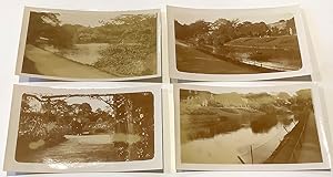 ROUNDHAY PARK, Leeds. Four original sepia photographs, depicting the lake, canal, and floral trel...
