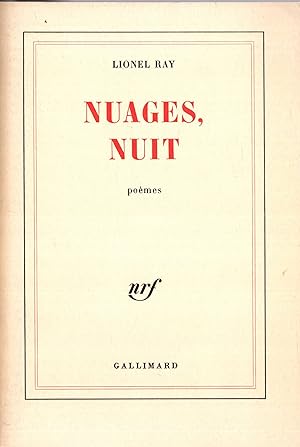 Seller image for Nuages, nuit. Pomes. (Envoi autographe de l'auteur  CLAUDE ESTEBAN - COPY INSCRIBED BY AUTHOR TO CLAUDE ESTEBAN) for sale by PRISCA