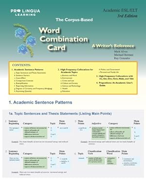 Seller image for Corpus-Based Word Combination Card : A Writer's Reference; Academic ESL/ELT for sale by GreatBookPrices