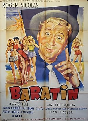 "BARATIN" Réalisé par Jean STELLI en 1956 avec Roger NICOLAS, Ginette BAUDIN / Affiche française ...