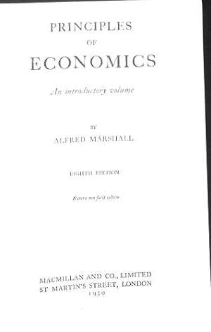 Bild des Verkufers fr Principles of economics,: An introductory volume, zum Verkauf von WeBuyBooks