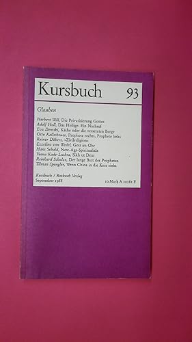 Bild des Verkufers fr KURSBUCH 93 GLAUBEN. zum Verkauf von Butterfly Books GmbH & Co. KG