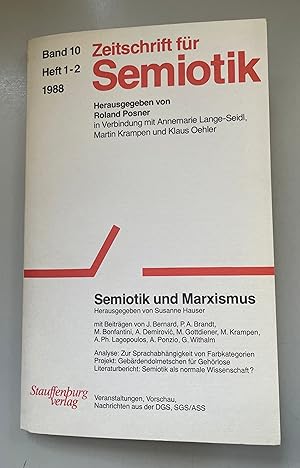 Bild des Verkufers fr Zeitschrift fr Semiotik, Bd. 10, Heft 1-2, 1988: Semiotik und Marxismus. zum Verkauf von Fundus-Online GbR Borkert Schwarz Zerfa