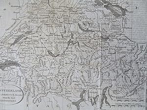 Switzerland Swiss Cantons Bern Zurich Geneva 1805 Boston early American map