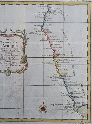 West African Coast South Africa Congo Table Bay 1746 Bellin lovely coastal map