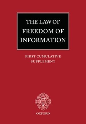 Immagine del venditore per Law of Freedom of Information : First Cumalative Supplement venduto da GreatBookPrices