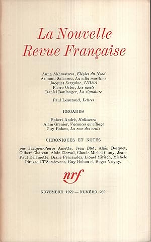 Seller image for La Nouvelle Revue Franaise Novembre 1972 N 239 for sale by PRISCA