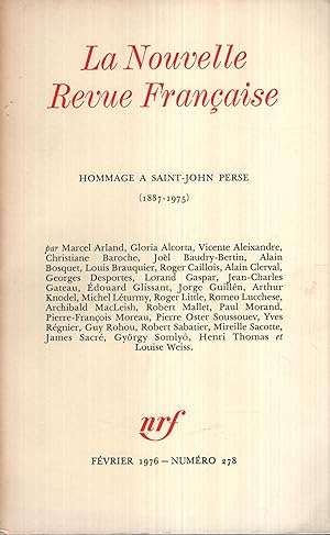 Seller image for La Nouvelle Revue Franaise Fvrier 1976 N NS2 HOMMAGE A SAINT JOHN PERSE for sale by PRISCA