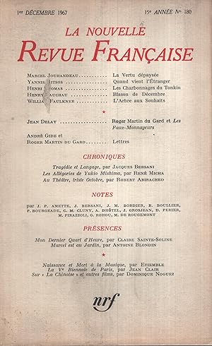 Seller image for La Nouvelle Revue Franaise Dcembre 1967 N 180 for sale by PRISCA