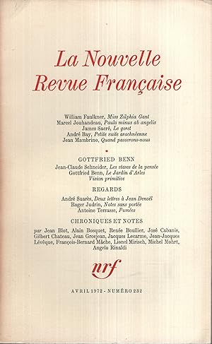 Seller image for La Nouvelle Revue Franaise Avril 1972 N 232 for sale by PRISCA