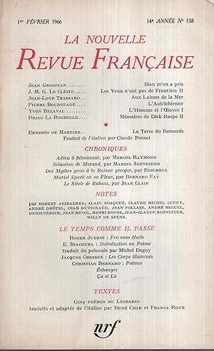 Imagen del vendedor de La Nouvelle Revue Franaise Fvrier 1966 N 158 a la venta por PRISCA