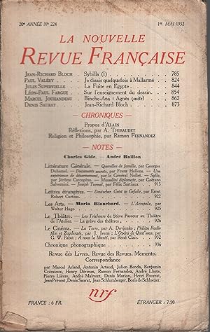 Seller image for La Nouvelle Revue Franaise Mai 1932 N 224 for sale by PRISCA