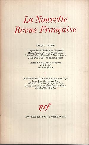 Imagen del vendedor de La Nouvelle Revue Franaise Novembre 1971 N 227 a la venta por PRISCA
