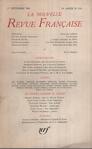 Seller image for La Nouvelle Revue Franaise Septembre 1965 N 153 for sale by PRISCA