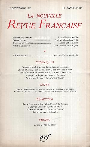 Image du vendeur pour La Nouvelle Revue Franaise Septembre 1966 N 165 mis en vente par PRISCA