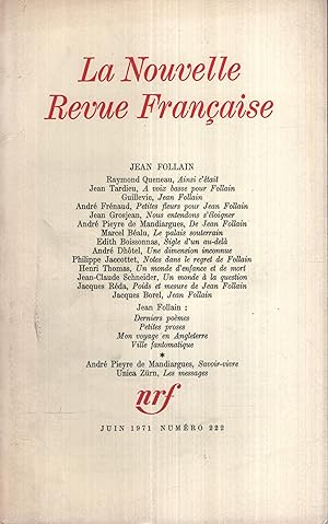 Bild des Verkufers fr La Nouvelle Revue Franaise Juin 1971 N NS6 zum Verkauf von PRISCA