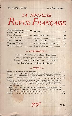 Seller image for La Nouvelle Revue Franaise Fvrier 1942 N 336 for sale by PRISCA