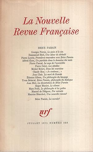Image du vendeur pour La Nouvelle Revue Franaise Juillet 1971 N NS7 mis en vente par PRISCA