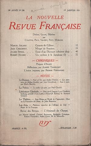 Bild des Verkufers fr La Nouvelle Revue Franaise Janvier 1931 N 208 zum Verkauf von PRISCA