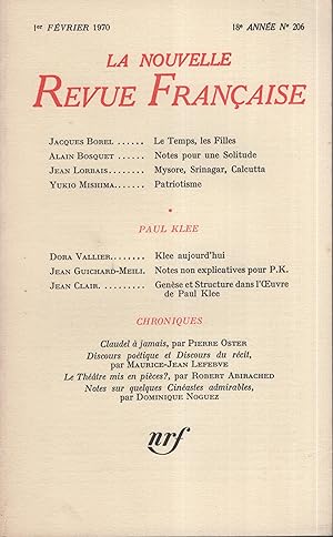 Bild des Verkufers fr La Nouvelle Revue Franaise - 18 Anne - N 206 - 1er Fvrier 1970 zum Verkauf von PRISCA