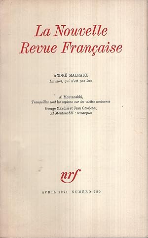 Bild des Verkufers fr La Nouvelle Revue Franaise Avril 1971 N 220 zum Verkauf von PRISCA