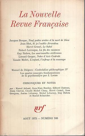 Imagen del vendedor de La Nouvelle Revue Franaise Aot 1973 N 248 a la venta por PRISCA