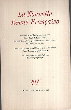 Bild des Verkufers fr La Nouvelle Revue Franaise Mars 1971 N 219 zum Verkauf von PRISCA