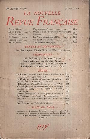 Seller image for La Nouvelle Revue Franaise Mai 1938 N 296 for sale by PRISCA