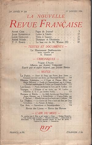 Seller image for La Nouvelle Revue Franaise Janvier 1936 N 268 for sale by PRISCA