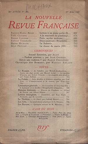 Seller image for La Nouvelle Revue Franaise Mai 1937 N 284 for sale by PRISCA