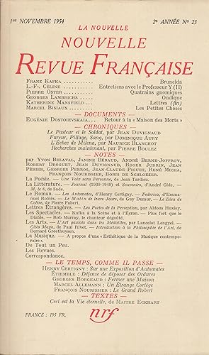 Seller image for La Nouvelle Revue Franaise - 2e anne - N 23 - 1er Novembre 1954. for sale by PRISCA