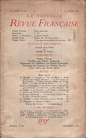 Seller image for La Nouvelle Revue Franaise Juillet 1935 N 262 for sale by PRISCA