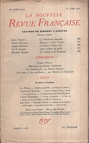 Seller image for La Nouvelle Revue Franaise Avril 1931 N 211 for sale by PRISCA