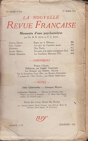 Immagine del venditore per La Nouvelle Revue Franaise Mars 1933 N 234 venduto da PRISCA