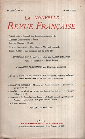 Seller image for La Nouvelle Revue Franaise Aot 1926 N 155 for sale by PRISCA
