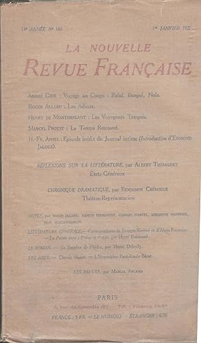 Seller image for La Nouvelle Revue Franaise - 14e anne - N 160 - 1er Janvier 1927. for sale by PRISCA