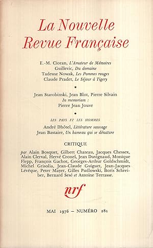 Seller image for La Nouvelle Revue Franaise Mai 1976 N 281 for sale by PRISCA