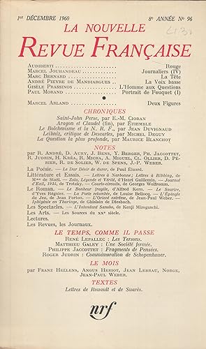 Seller image for La Nouvelle Revue Franaise - 8e anne - N 96 - 1er Dcembre 1960. for sale by PRISCA