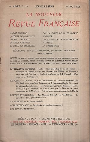 Bild des Verkufers fr La Nouvelle Revue Franaise Aot 1923 N 119 zum Verkauf von PRISCA