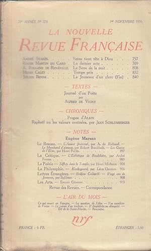 Image du vendeur pour La Nouvelle Revue Franaise - 25e anne - N 278 - 1er Novembre 1936. mis en vente par PRISCA