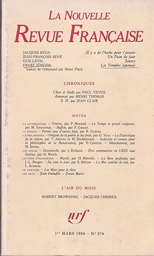 Immagine del venditore per La Nouvelle Revue Franaise. - N 374 - 1er Mars 1984. venduto da PRISCA