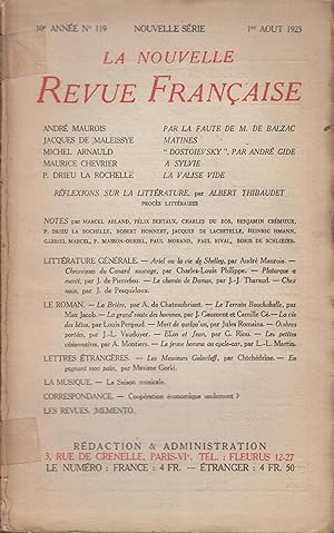 Imagen del vendedor de La Nouvelle Revue Franaise Aot 1923 N 119 a la venta por PRISCA