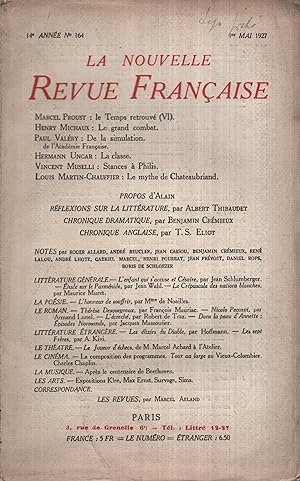 Seller image for La Nouvelle Revue Franaise Mai 1927 N 164 for sale by PRISCA