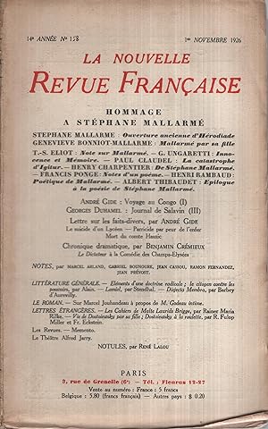 Image du vendeur pour La Nouvelle Revue Franaise Novembre 1926 N 158 mis en vente par PRISCA