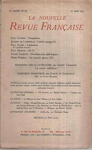 Seller image for La Nouvelle Revue Franaise Juin 1926 N 153 for sale by PRISCA