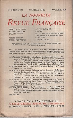 Seller image for La Nouvelle Revue Franaise Octobre 1924 N 133 for sale by PRISCA