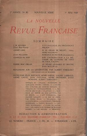 Imagen del vendedor de La Nouvelle Revue Franaise Mai 1920 N 80 a la venta por PRISCA